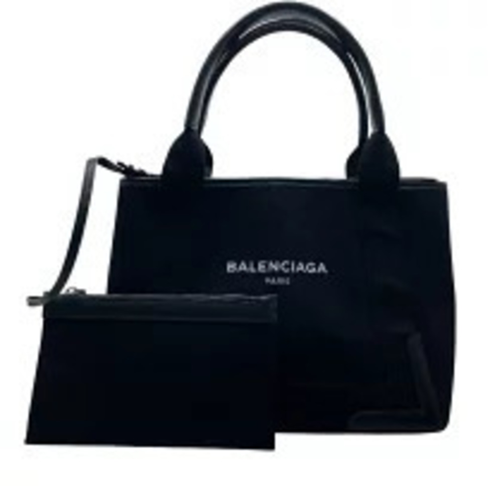 Balenciaga Navy Blue Cabas Canvas Handbag